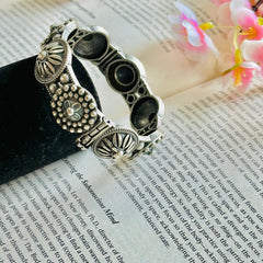 Antique Floral Silver Golden Bangle Kada