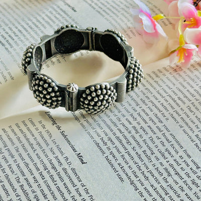 Antique German Silver Black Bangle Bracelet