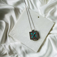 Antique Turquoise Coral Pendant