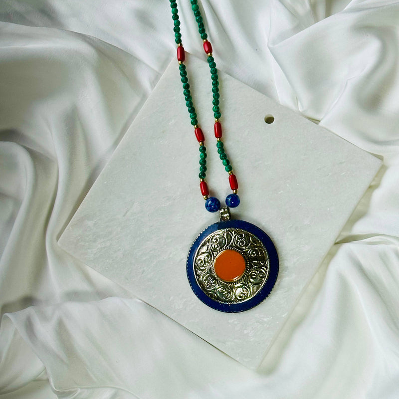 Antique Turquoise Coral Pendant