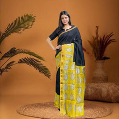 Cherriscope Black Maheshwari Silk Saree