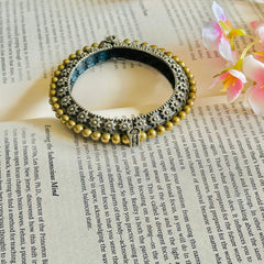 Buy Silver Golden Two Tone Openable Bangle Online