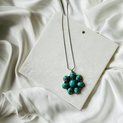 Coral and Turquoise Flower Pendant