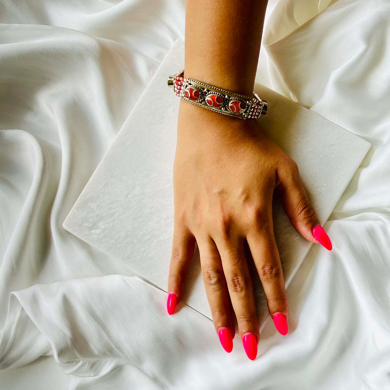 Elegant Red Coral Tibetan Bracelet
