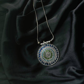 Fancy Multi-Color Oxidized Silver Pendant - By Cherriscope