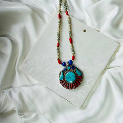 Coral Turquoise Tibetan Pendant | Cherriscope