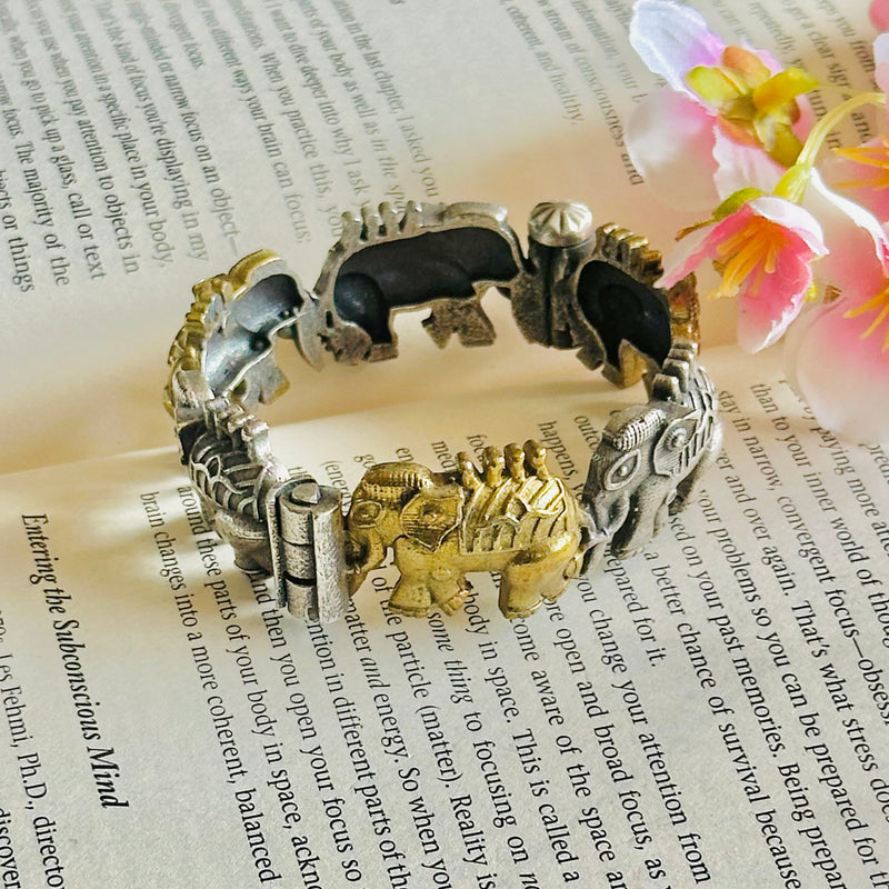 Buy Silver-Plated Brass Elephant Design Bangles