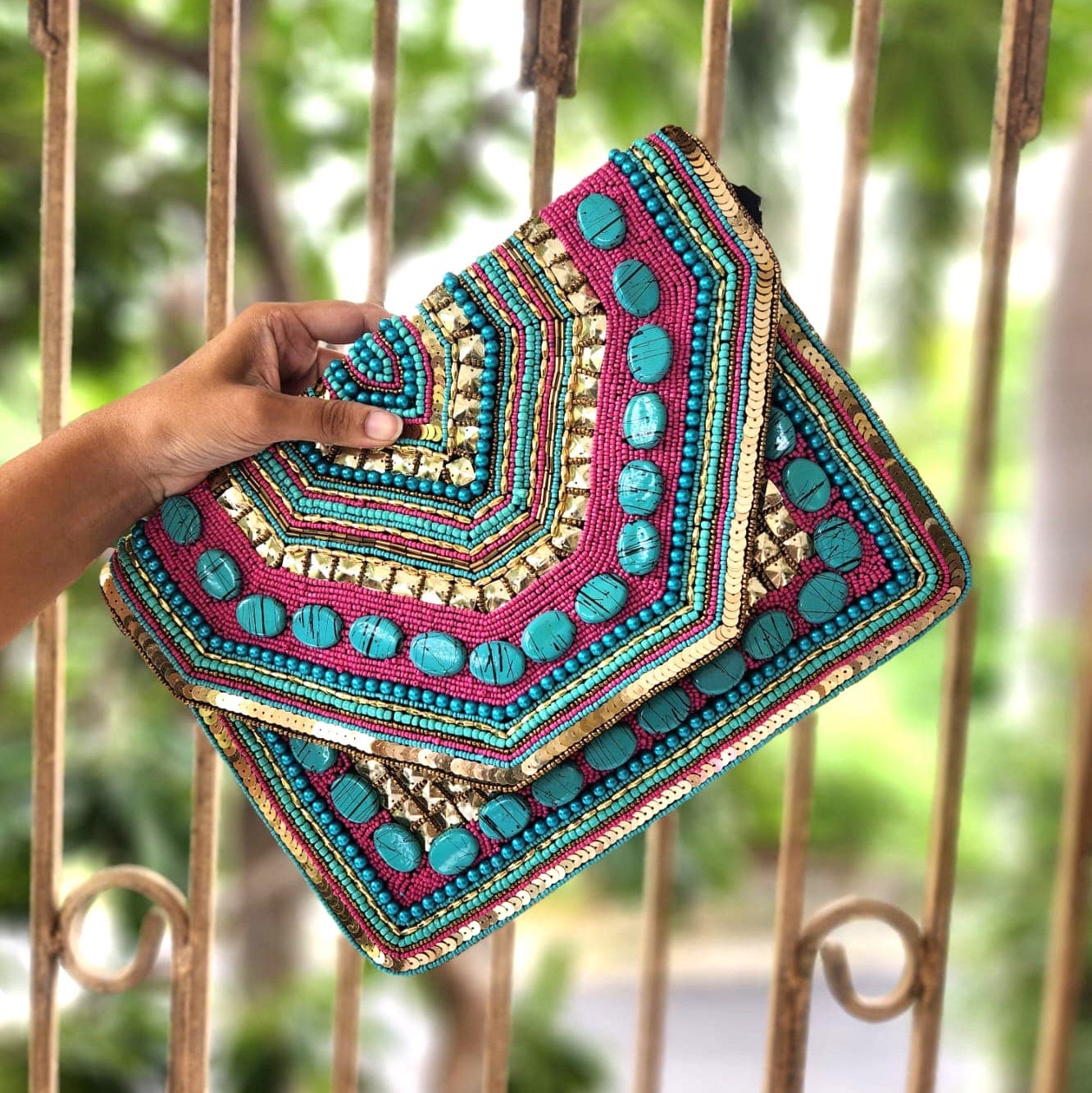 Multi Color Blue Stone Boho Bag Cherriscope Lifestyle