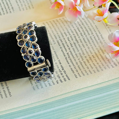 Oxidized Blue Stone Silver Vintage Ethnic Bangles