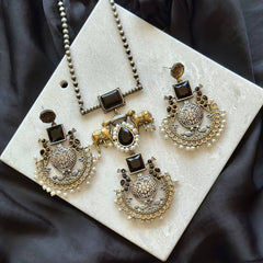 Oxidized Silver Peacock Design Jewelry  -