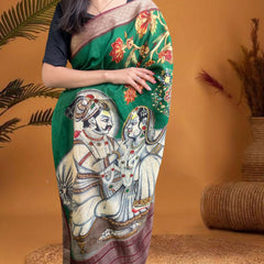 Cherriscope Shade of Green Dola Silk Saree