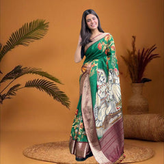 Cherriscope Shade of Green Dola Silk Saree