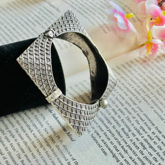 Silver-Toned Brass Silver-Plated Bangle-Style Bracelet