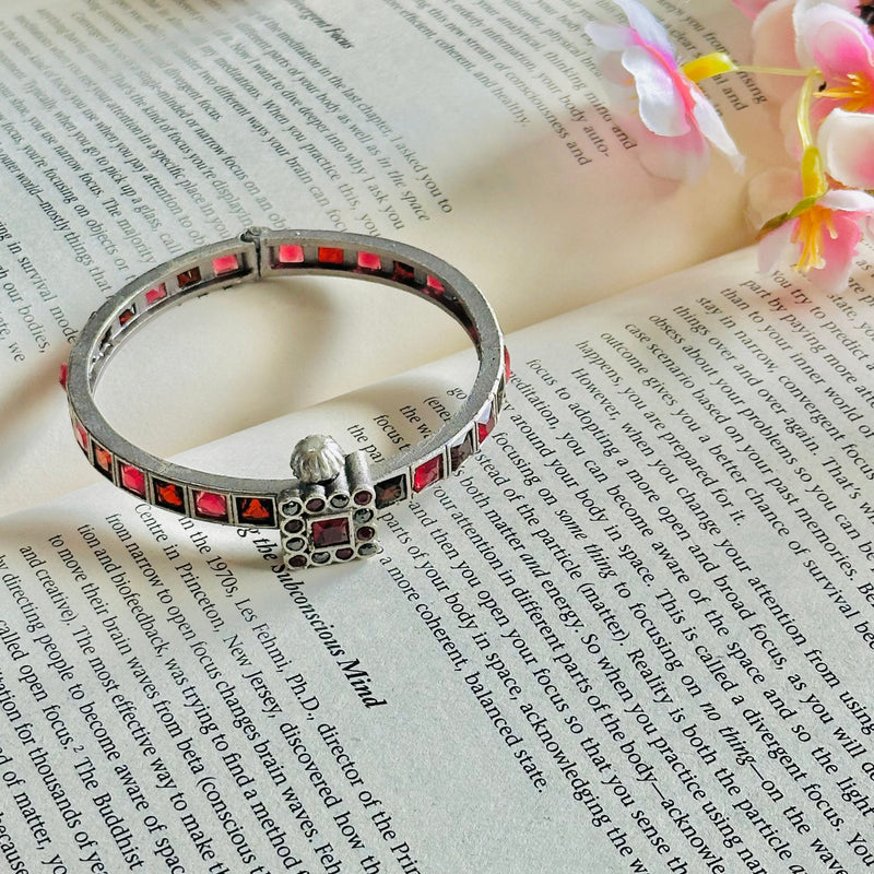 Silver Red Stone Bracelets 