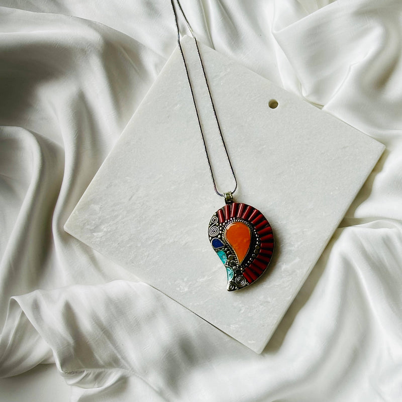 Tibetan Brass Leaf Pendant