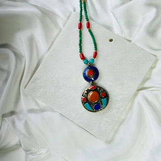 Tibetan Colorful Bold Necklace - Handcrafted by Cherriscope