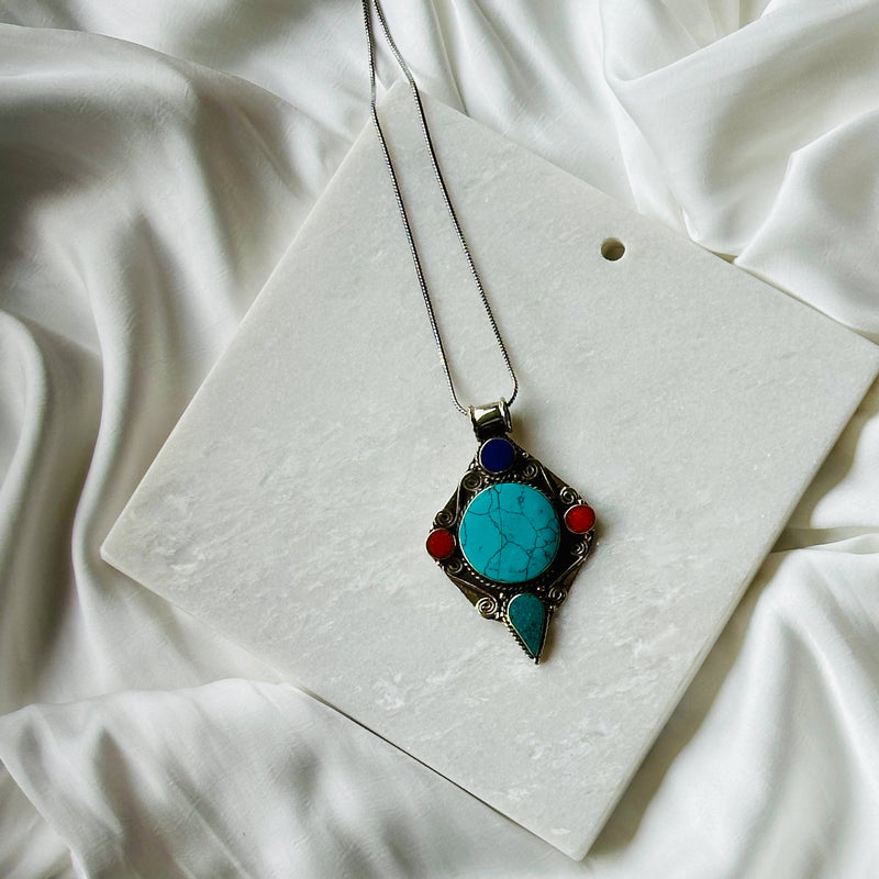 Tibetan Copper Turquoise Pendant