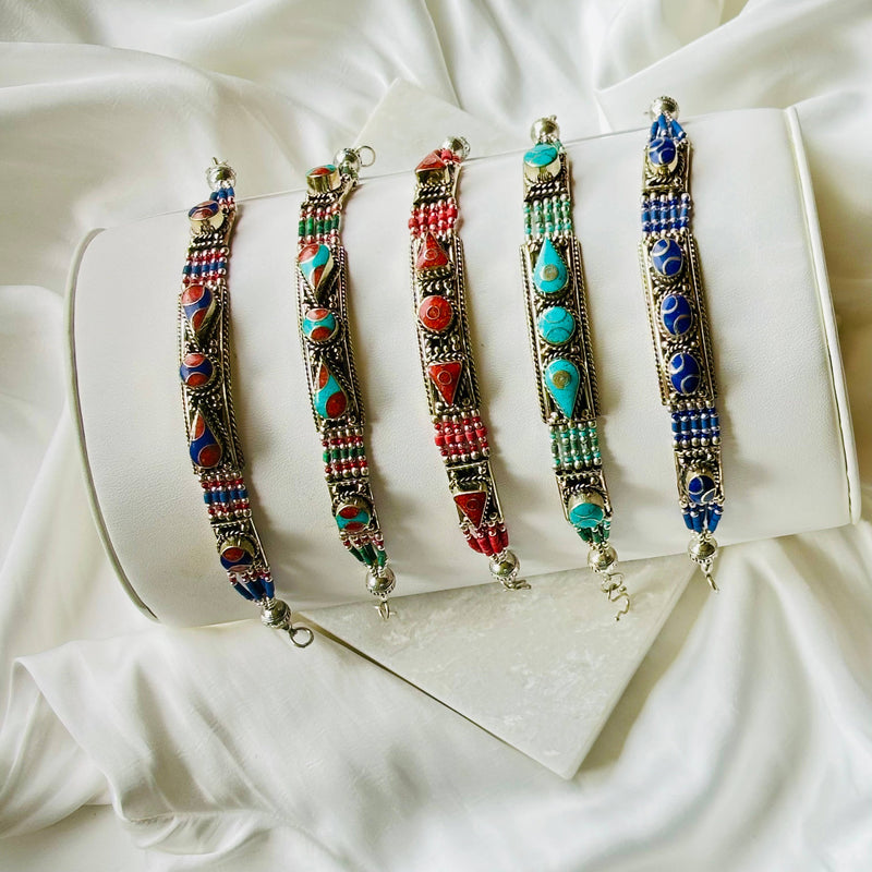 Tibetan Silver-Plated Bracelet Set 