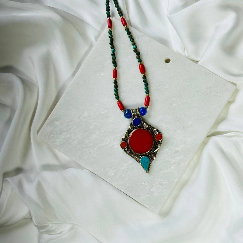 Tibetan Turquoise and Coral Necklace