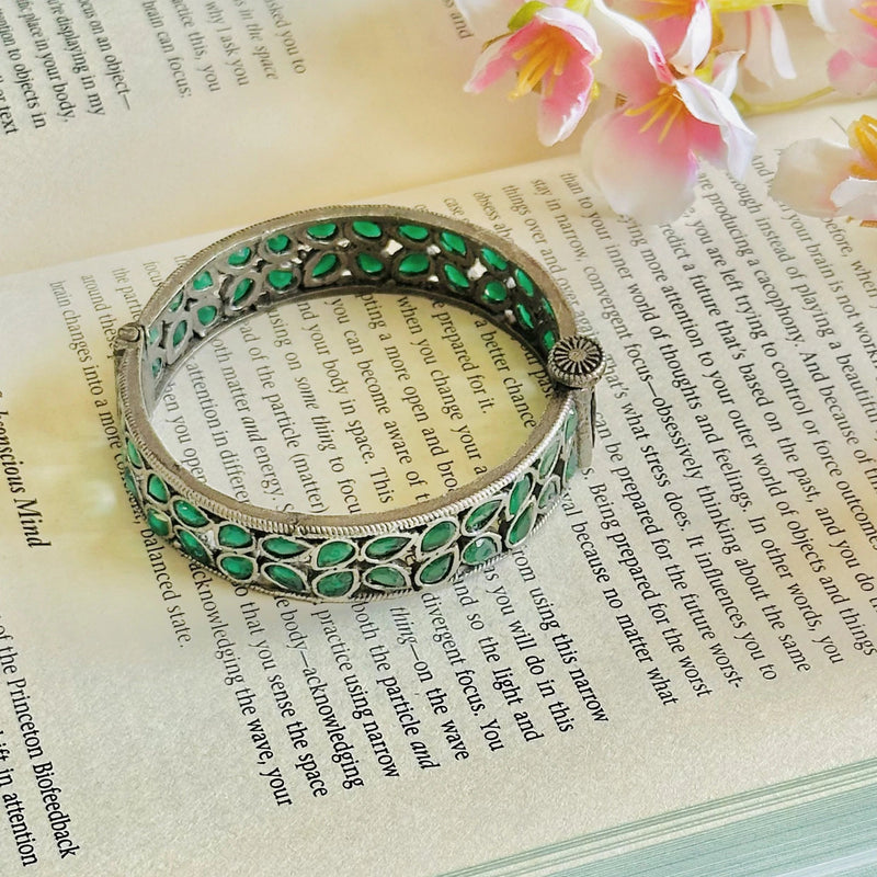 Traditional Oxidized Green Silver-