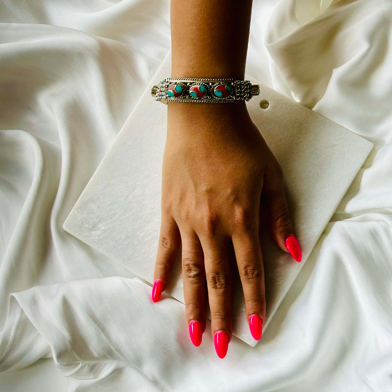 Vintage Turquoise Coral Nepali Bracelet 